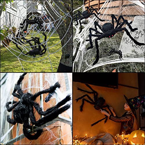6 Pack Large Halloween Spider Decorations - Outdoor & Indoor Spiders with Realistic Appearance