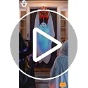 Sound Activated Halloween Hanging Ghost with Pumpkin - 43 Inch Spooky Animatronic Decor