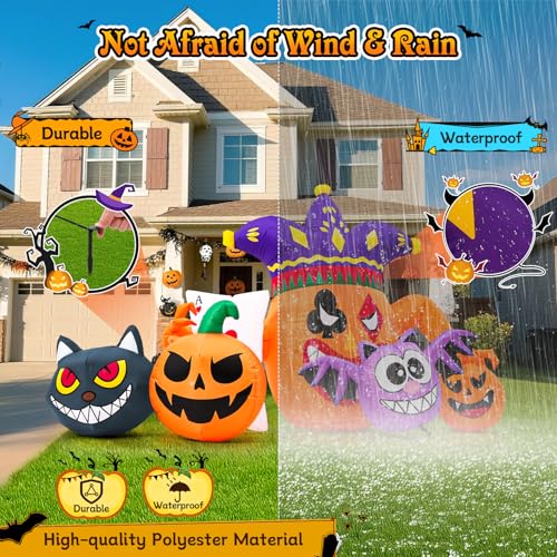 5.25FT Halloween Inflatable Clown Pumpkin with Owl & Black Cat Combo - Outdoor Decor
