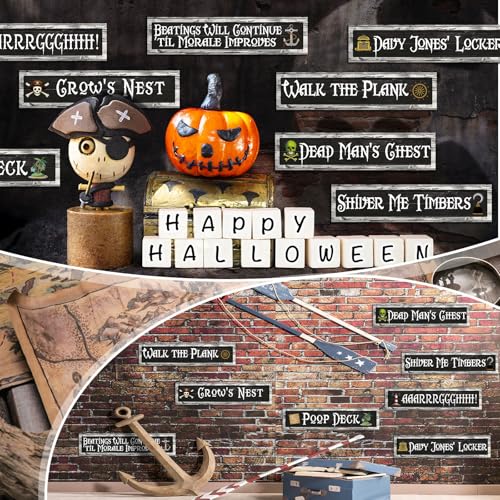 Pirate Theme Sign Cutouts Set for Halloween Party Wall Decorations