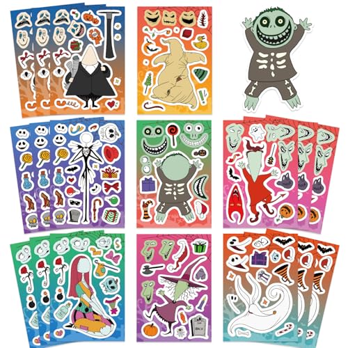 Make a Face Stickers Pack - Pink, 24 Sheets, Halloween & Holiday Party Decor