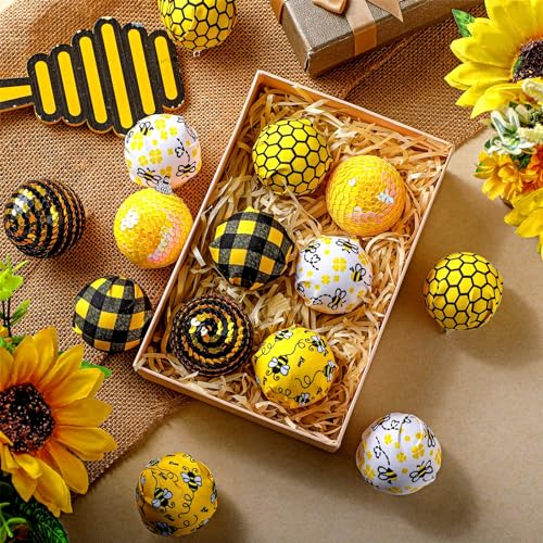 Vivid Bee Ornament Set - 24 Hanging Decorations for Tree, Party, Holiday