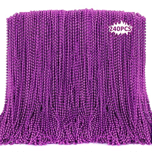 Purple Bead Necklaces Bulk 33-Inch Mardi Gras Party Accessories