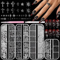 Bezztito S3 Punk Gothic Nail Art Studs Kit - Black Silver Caviar Beads & Spike Charms