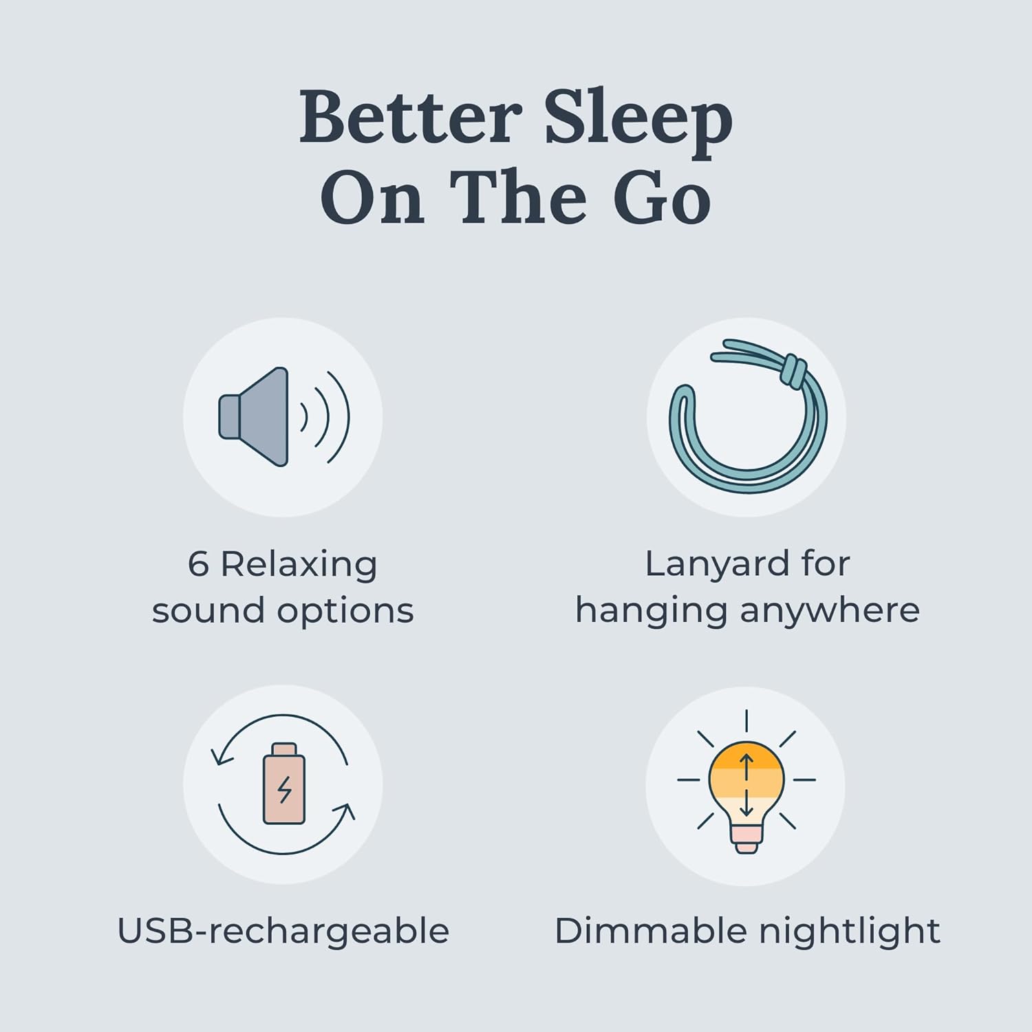 Yogasleep Travel Mini White Noise Machine - 6 Soothing Sounds, Volume Control & Dimmable Night Light