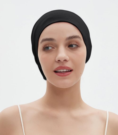 2pcs Satin Bonnet for Sleeping Night Cap, Satin Lined Silk Bonnet Large Sleep Cap for Curly Braids Hair Beanie Black Women