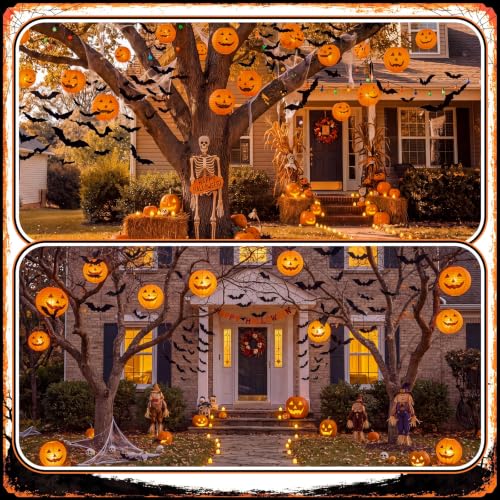 Halloween Party Decoration Set with Lanterns, Bats, LED Tea Lights & Hooks