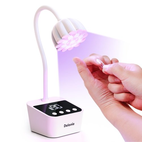 Delanie Cordless UV Nail Lamp, Mini LED UV Light for Gel Nail Polish, Rechargeable LED Nail Light Nail Dryer with 4 Timers & Auto Sensor, Fast Curing Gooseneck Lamp for Home DIY Manicure
