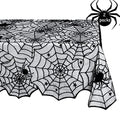 Halloween Black Lace Tablecloth 2 Pack - 54x72 Inch Spider Cobweb Design, Rectangular