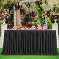 Black 11ft Pleated Ruffle Table Skirt for Teacher Desk Baby Shower Halloween — Variation: Black / L 11ft x H 30in