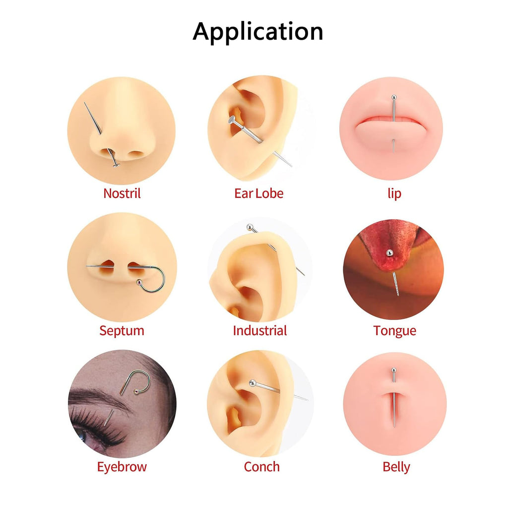 WOLAYI G23 Titanium Threadless Piercing Taper 16G/18G/20G Flat Back Earring Applicator Tool Insertion Pin for Push In Nose Lip Ear Tragus Helix Body Piercing Jewelry Stretcher Assistant Tool (6Pcs, 20G/18G/16G Curved&Straight)