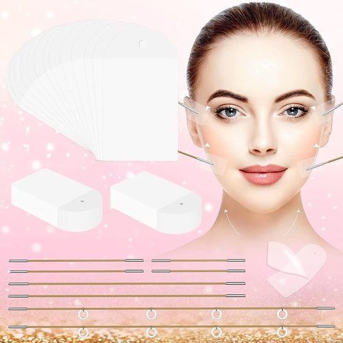 Invisible Face Lift Tape,60PCS Face Lifting Tapes and Bands with 8 Strings,Instant Face Lifter for Women Neck,Eyes,Double Chin,Sagging Skin,Face Tape for Tightening,Invisible Facelift Tape for Makeup