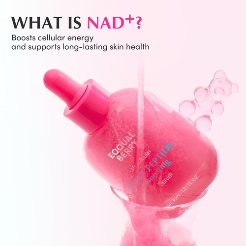 EQQUALBERRY NAD+ Peptide Boosting Smoothie Serum – Anti-Aging Korean Skin Care | Firming Serum with 5 Ceramides & Vegan Collagen for Wrinkles & Radiant Glow(1.01oz/30ml)