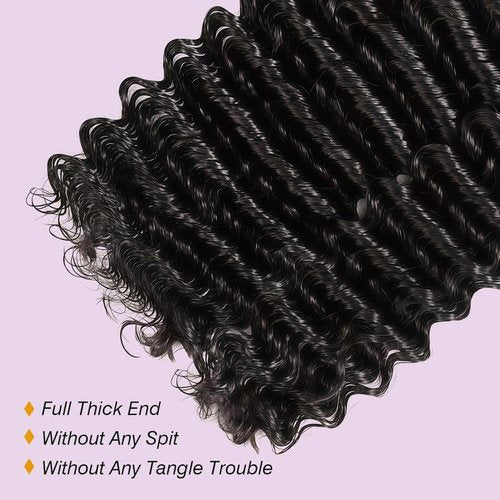 Deep Wave Human Hair Bundles 8 10 12 Inch Black 3 Bundles Deals for Black Women Virgin Human Hair 12A Double Weft Quick Brazilian Hair Weave