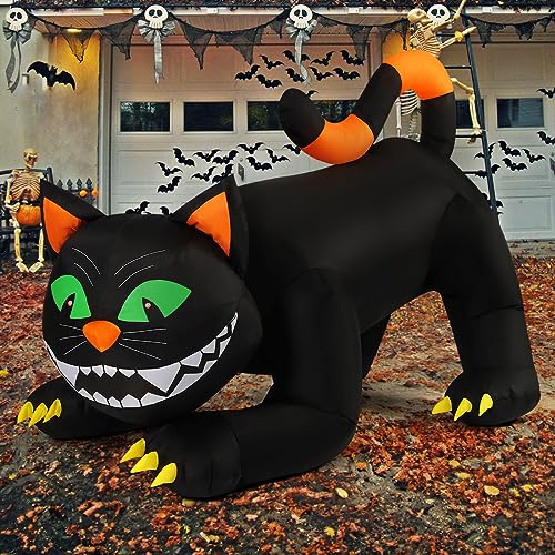 Halloween Black Cat Inflatable Decoration with LED Lights - Outdoor Yard Decor