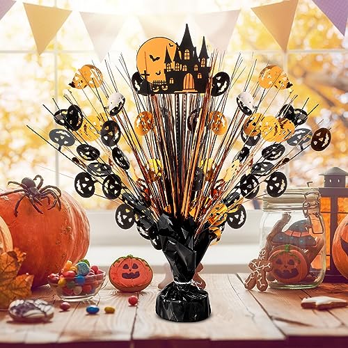 8 Pcs Halloween Foil Spray Centerpieces with Pumpkin & Castles - Orange Black