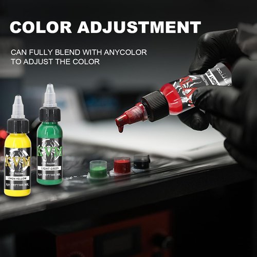 KVM Tattoo Ink Set 14 Pcs Colors 1oz (30ml) Tattoo Supply Indoor Tattoo Studio Renowned for its Smooth Flow Characteristics