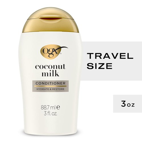 OGX Nourishing + Coconut Milk Conditioner - Hydrating & Restoring Formula for Soft Hair | Travel Size, 3 fl. oz