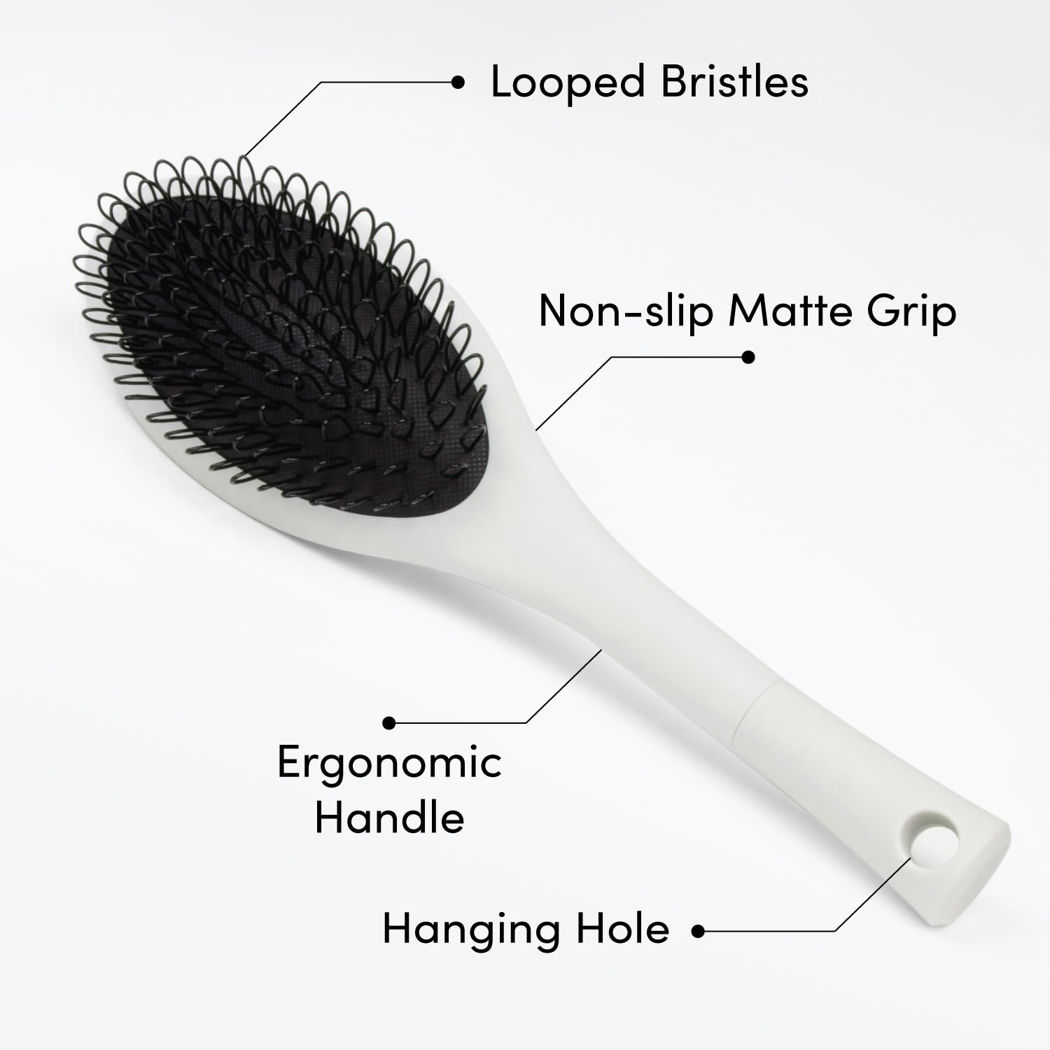 The Hair Shop Beige Loop Brush - Professional Ergonomic Detangler for Human & Synthetic Hair Extensions | Light Grey