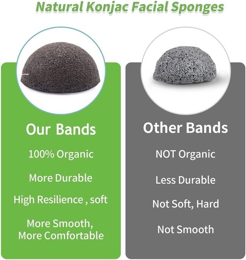 Konjac Face Sponges for Cleansing and Exfoliating, Konjac Facial Sponges for Washing Cleaning Face Body with Activated Charcoal, Natural Konjac Sponge Set for Oily Dry Sensitive Skin Skincare Tool