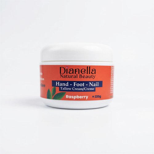 Natural Foot, Nail & Hand Cream - Skin Care & Nourishing Formula – Rich Hydration with Raspberry Scent, Daily Repair Cream for Men & Women, Softens, Protects & Restores Skin – 8oz