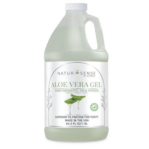 NaturSense Organic Aloe Vera Gel from 100% Pure Aloe. Great for Hair, Scalp, Face, Dry Skin, Acne, Sunburn, Sensitive Skin. Unscented, Same Formula, Organic Ingredients, 64.2 oz. (64.2 Fl. Oz.)