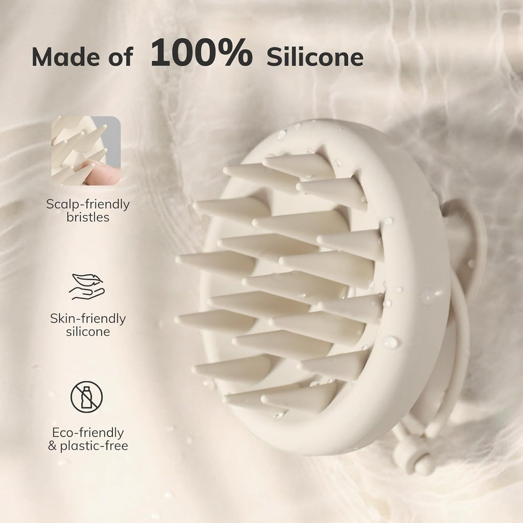 Sndyi Silicone Scalp Massager - Soft Bristle Hair Scrubber for Dandruff & Scalp Care | Oatmeal Color