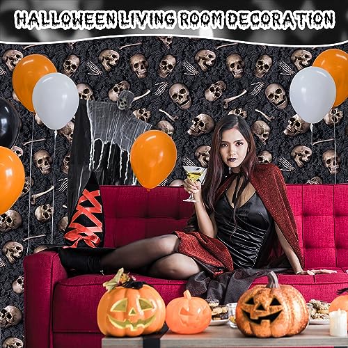 Halloween Skeleton Tablecloth 100 ft x 54 in Plastic Backdrop for Parties