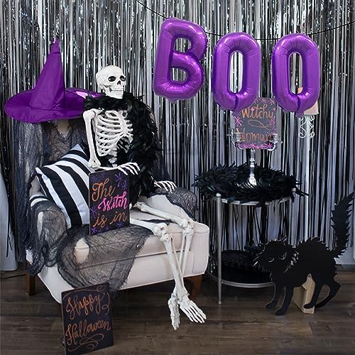 Purple Boo Foil Balloons Set - Halloween 16 Inch Bunting Banner Decorations
