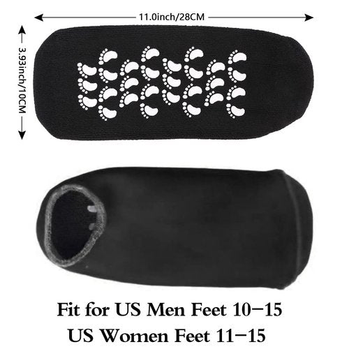 Codream Large Men's Moisturizing Gel Socks Men's Feet Care Ultimate Treatment for Dry Cracked Rough Skin on Feet Pack of 2 Pairs Black US Men 10-15
