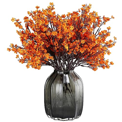 Fall Orange Baby's Breath Artificial Flowers 20 Bundles - Silk Decor, Wedding & Party Bouquets
