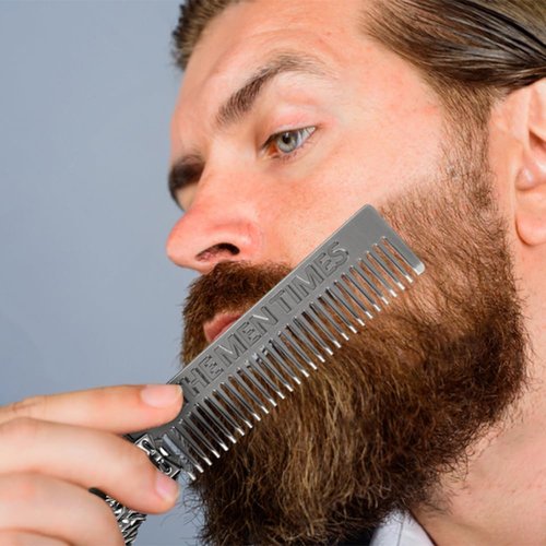 Beard Brush and Comb Set with Mustache Scissors Grooming Kit, Natural Boar Bristle, Dual Action Wood Comb, Dual Side Brush for Men's Facial Hair, Travel Bag