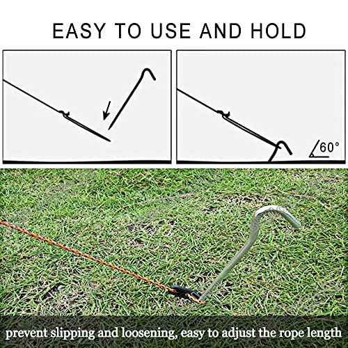 12 Pack Heavy Duty Aluminum Stakes & 6.5ft Tethers Tie Down Rope for Outdoor Decor - Variation 12