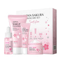 Travel Skincare Kit - Sakura Gentle Daily Face Routine Set for Teen Girls & Women | Hydrating Cleanser, Anti-Aging Serum, Moisturizer, Eye Cream - Radiant Skin Mini Holiday Box Gift (4PC)