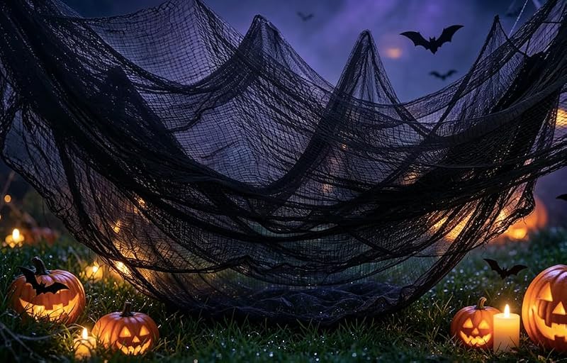 Halloween Creepy Cloth with Bat Wall Stickers - Spooky Party Decor Set