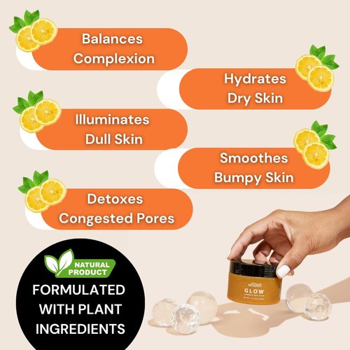 Minimo Glow Turmeric Face Scrub (Lemon Cake) With Heart Applicator - Infused with Turmeric, Manuka Honey, Cinnamon, and Chamomile - Face Scrub for All Skin Types - Achieve Healthy Skin