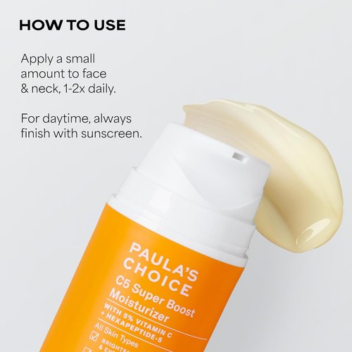 Paula's Choice C5 Super Boost Face Moisturizer - 5% Vitamin C & Squalane for Even Skin Tone