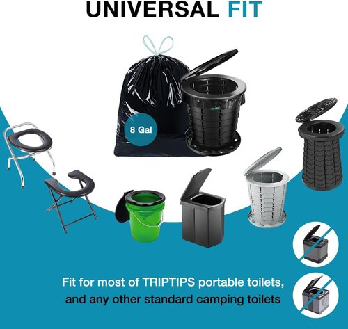 TRIPTIPS Portable Toilet Bags - Leak-Proof 8 Gallon Camping Waste Bags | Ideal for Hiking & Travel