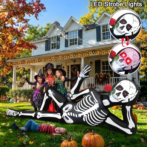 10FT Inflatable Skeleton Halloween Decoration with LED Lights for Outdoors