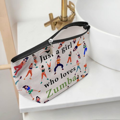 Henhesaha Funny Girl Loves Zumba Cosmetic Bag for Women, Zumba Gifts, Zumba Lovers Gifts Makeup Bag Funny Cosmeticcase for Sister Dance Zumba Team Leader Teacher Friend Birthday Friendship Christmas