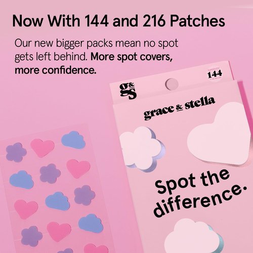 grace & stella Award Winning Pimple Patches for Face - Dermatologist Tested Acne Patches - Hydrocolloid Patch for Breakouts, Whiteheads - Vegan Acne Spot Treatment for Face (Multishape, 144 Count)