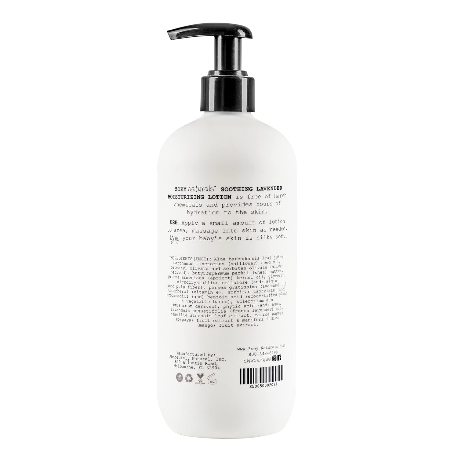 Zoey Naturals Lavender Moisturizing Lotion for Babies - Hypoallergenic & Gentle Formula - 17 fl oz
