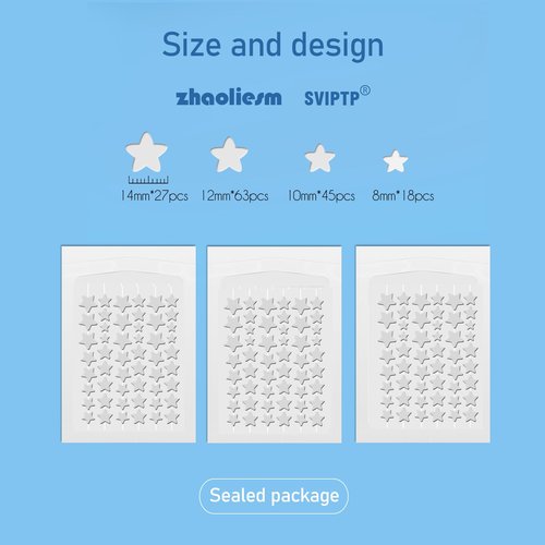 Clear Star Pimple Patches for Face, 153 Count Hydrocolloid Star Acne Patches Invisible, Cute Zit Covers for Face, Spot Stickers with Tea Tree, Salicylic Acid and Cica Oil