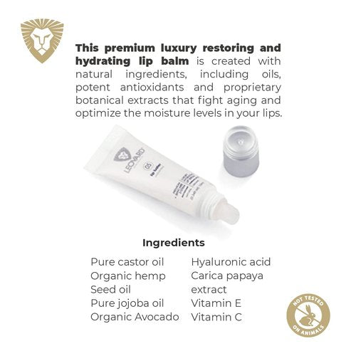 Leovard Lip Luster Hyaluronic Acid Lip Balm - Organic Hydrating Treatment for Fuller, Plump Lips (1 Pack)
