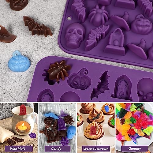 Halloween Silicone Candy & Chocolate Molds 3D Skull Pumpkin Bat 18-Cavity - Webake Halloween