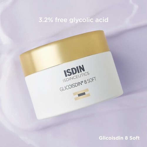 ISDIN Isdinceutics Glicoisdin 8 Soft Facial Exfoliant Cream - 3.2% Glycolic Acid for Smooth Skin Texture | 1.76 OZ