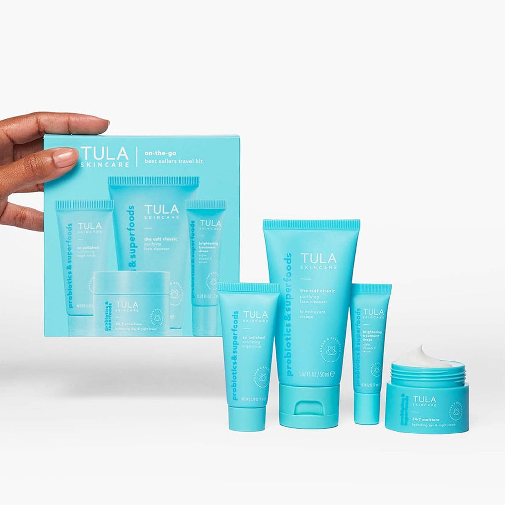 Tula Skin Care Travel Kit - Best Sellers Facial Cleanser, Moisturizer & Vitamin C Serum for Radiant Skin - 1.0 Count