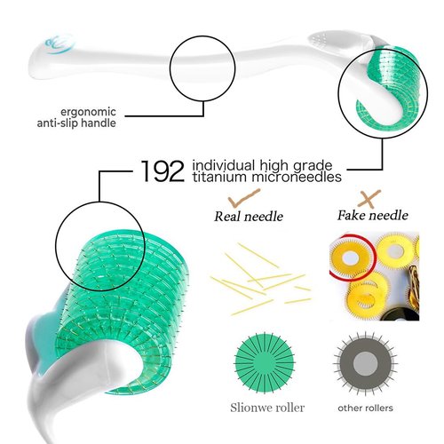 Slionwe Derma Roller Microneedle Roller, 192 Titanium Microneedling Roller For Women and Men | Micro Needle Roller