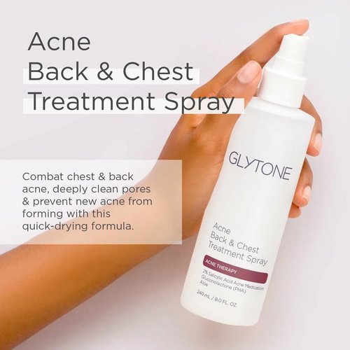 Glytone Acne Treatment Spray - 2% BHA Salicylic Acid & Gluconolactone - Quick-Dry, Fragrance-Free for Bacne - 8 fl oz