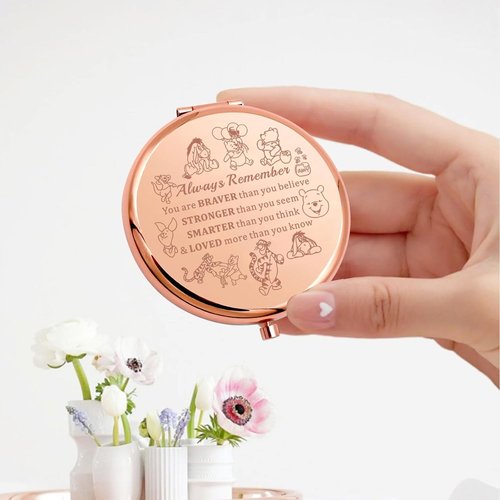 KEYCHIN Honey Bear Compact Makeup Mirror - Inspirational Design with Pig, Donkey, Tiger, Rabbit | Perfect Gift